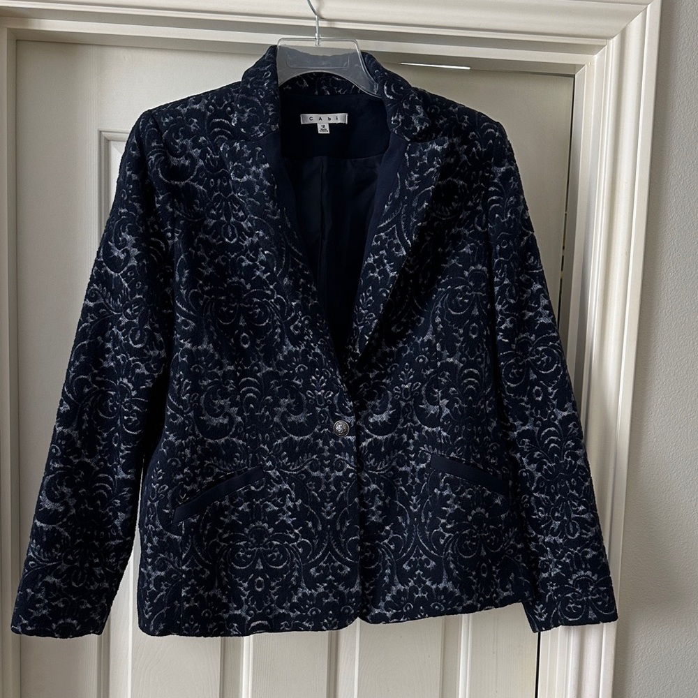 CAbi Navy Patterned Women's Blazer